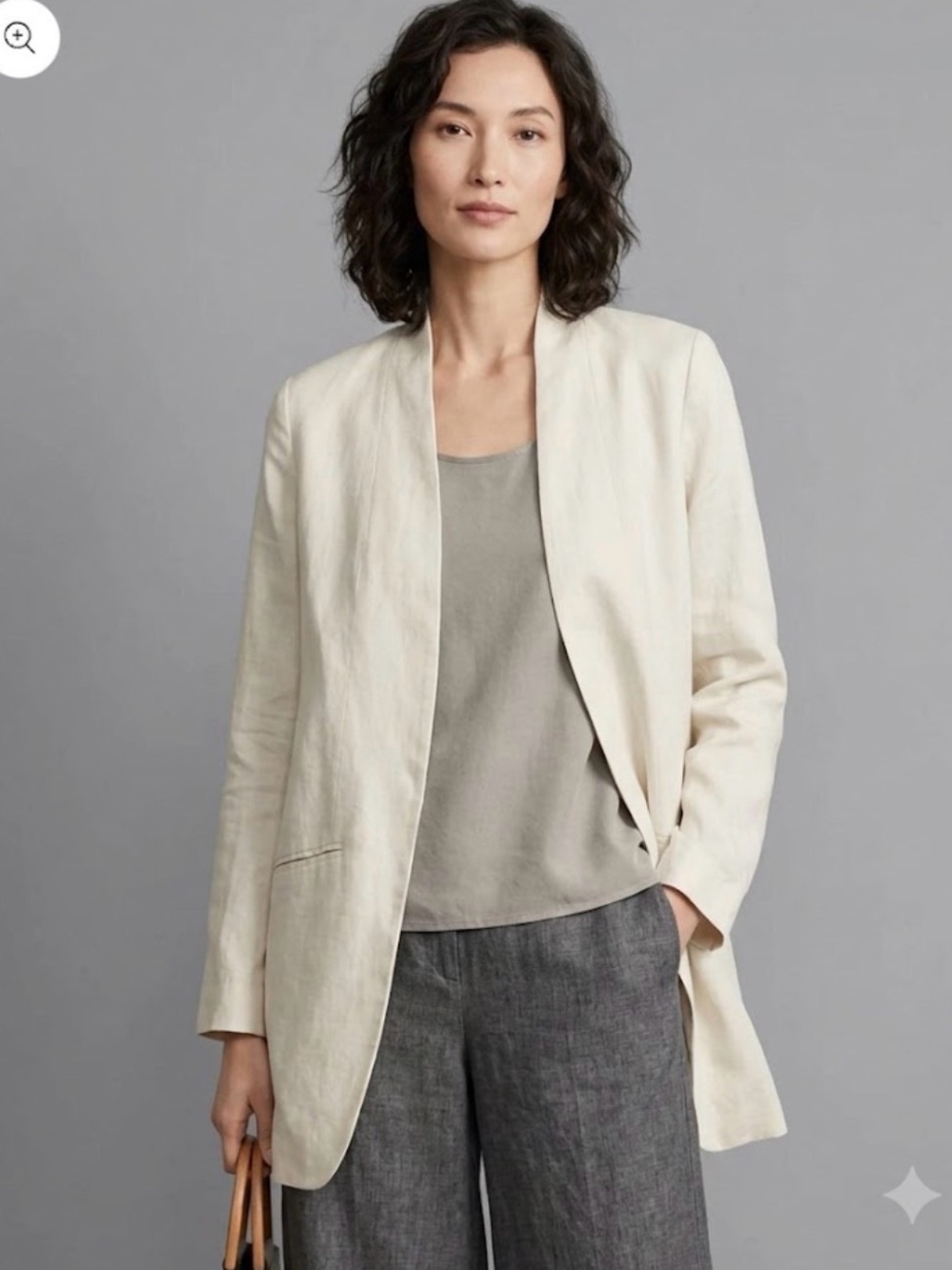 Eileen Fisher Polished Ramie Stretch Jacket Blazer Size 4P